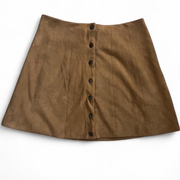 Altar’d State Faux Suede Button-Front Mini Skirt | Boho Fall Western - Picture 1 of 3